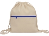 Рюкзак-мешок хлопковый «Lark» с цветной молнией, синий, натуральный, хлопок