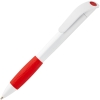 Ручка шариковая Grip, белая с красным, белый, красный, корпус - пластик, abs; грип - резина, термопластичная