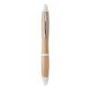 Ручка шариковая из бамбука и пл, белый, бамбук
