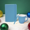 Подарочный набор HAPPINESS: блокнот, ручка, кружка, голубой, голубой, несколько материалов