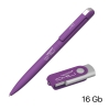 Набор ручка + флеш-карта 16 Гб в футляре, покрытие soft touch, фиолетовый, металл/soft touch