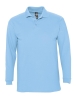Рубашка поло мужская с длинным рукавом Winter II 210 голубая, голубой, хлопок