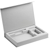 Коробка Silk с ложементом под ежедневник 10x16 см, аккумулятор и ручку, серебристая, серебристый, картон