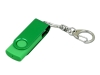 USB 2.0- флешка промо на 64 Гб с поворотным механизмом и однотонным металлическим клипом, зеленый, пластик, металл
