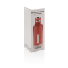 Герметичная вакуумная бутылка с шильдиком, красный, нержавеющая сталь; силикон