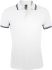 Рубашка поло мужская Pasadena Men 200 с контрастной отделкой, белая с синим, белый, хлопок