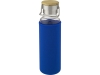 Стеклянная бутылка «Thor» с неопреновым чехлом, синий, пластик, бамбук, стекло