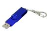 USB 2.0- флешка промо на 32 Гб с поворотным механизмом и однотонным металлическим клипом, синий, пластик, металл