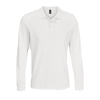 Рубашка поло с длинным рукавом Prime LSL, белая, белый, полиэстер 65%; хлопок 35%, плотность 200 г/м²; пике
