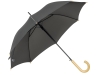 Зонт-трость «Okobrella» с деревянной ручкой и куполом из переработанного пластика, серый, полиэстер, пластик