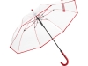 Зонт-трость «Pure» с прозрачным куполом, красный, прозрачный, полиэстер, пластик