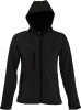 Куртка женская с капюшоном Replay Women, черная, черный, полиэстер 94%; эластан 6%, плотность 340 г/м²; софтшелл