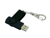 USB 3.0- флешка промо на 64 Гб с поворотным механизмом и однотонным металлическим клипом, черный, пластик