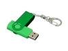 USB 2.0- флешка промо на 4 Гб с поворотным механизмом и однотонным металлическим клипом, зеленый, пластик