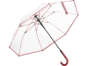 Зонт-трость «Pure» с прозрачным куполом, красный, прозрачный, полиэстер, пластик