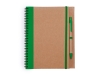 Блокнот А5+ ALANI с шариковой ручкой, зеленый, бежевый
