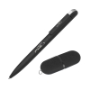 Набор ручка + флеш-карта 16 Гб в футляре, покрытие soft grip, черный, пластик/soft grip/металл