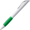 Ручка шариковая Grip, белая с зеленым, зеленый, белый, корпус - пластик, abs; грип - резина, термопластичная