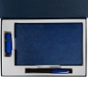 Коробка Silk с ложементом под ежедневник 13x21 см, флешку и ручку, синяя, синий, картон