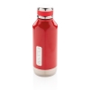Герметичная вакуумная бутылка с шильдиком, красный, нержавеющая сталь; силикон