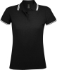Рубашка поло женская Pasadena Women 200 с контрастной отделкой, черная с белым, черный, белый, хлопок
