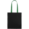 Холщовая сумка BrighTone, черная с зелеными ручками, черный, зеленый, сумка - хлопок, 240 г/м²; ручки - полиэстер