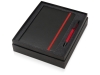 Подарочный набор «Jacque» с ручкой-подставкой и блокнотом А5, черный, красный, пластик, металл, картон