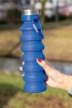Герметичная складная силиконовая бутылка, синий, силикон; алюминий