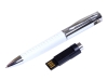 USB 2.0- флешка на 8 Гб в виде ручки с мини чипом, белый, серебристый, металл