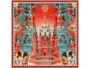 Платок «Кремль - Москва - Фаберже», красный, вискоза, шелк