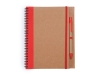 Блокнот А5+ ALANI с шариковой ручкой, красный, бежевый