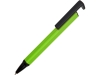 Подарочный набор «Q-edge» с флешкой, ручкой-подставкой и блокнотом А5, черный, зеленый, пластик, soft touch