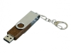 USB 2.0- флешка промо на 32 Гб с поворотным механизмом, коричневый, серебристый, дерево, металл