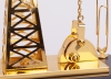 Подставка с часами "Нефтяная качалка", желтый, дерево, металл