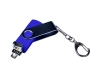 USB 2.0/micro USB/Type-C- флешка на 32 Гб c поворотным механизмом, синий, пластик