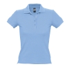 Рубашка поло женская PEOPLE, S , небесно-голубой, 100% хлопок, 210 г/м2, голубой, гребенной хлопок 100%, плотность 210 г/м2, пике