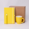 Подарочный набор JOY: блокнот, ручка, кружка, коробка, стружка; жёлтый, желтый, несколько материалов