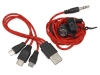 Набор «In motion» с наушниками и зарядным кабелем 3 в 1, красный, полиэстер