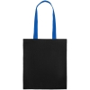 Холщовая сумка BrighTone, черная с ярко-синими ручками, черный, сумка - хлопок, 240 г/м²; ручки - полиэстер