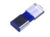 USB 2.0- флешка промо на 64 Гб прямоугольной формы, выдвижной механизм, синий, пластик