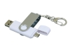 USB 2.0- флешка на 64 Гб с поворотным механизмом и дополнительным разъемом Micro USB, белый, серебристый, пластик, металл