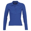Рубашка поло женская с длинным рукавом Podium 210 ярко-синяя, синий, хлопок