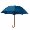 Зонт-трость механический, деревянная ручка, нейлон, D=105, темно-синий, синий, нейлон, плотность 190 г/м2