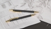 Набор "Ray" (ручка+карандаш), покрытие soft touch, черный с золотом, металл/soft touch