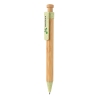 Бамбуковая ручка с клипом из пшеничной соломы, зеленый, бамбук; волокно пшеничной соломы