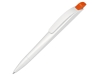 Ручка шариковая пластиковая «Stream», белый, оранжевый, пластик