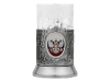 Подстаканник с хрустальным стаканом и ложкой «Российский», серебристый, прозрачный, металл, хрусталь