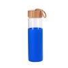 Бутылка для воды "Wellness" 600 мл в силиконовом чехле, синий, боросиликатное стекло/бамбук/силикон