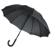 Зонт-трость Lui, черный, черный, спицы - металл, ручка - натуральная кожа; купол - эпонж, 190t; шток
