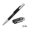 Набор ручка "Clas" + флеш-карта "Vostok" 8 Гб в футляре, покрытие soft touch, черный, металл/пластик/soft touch